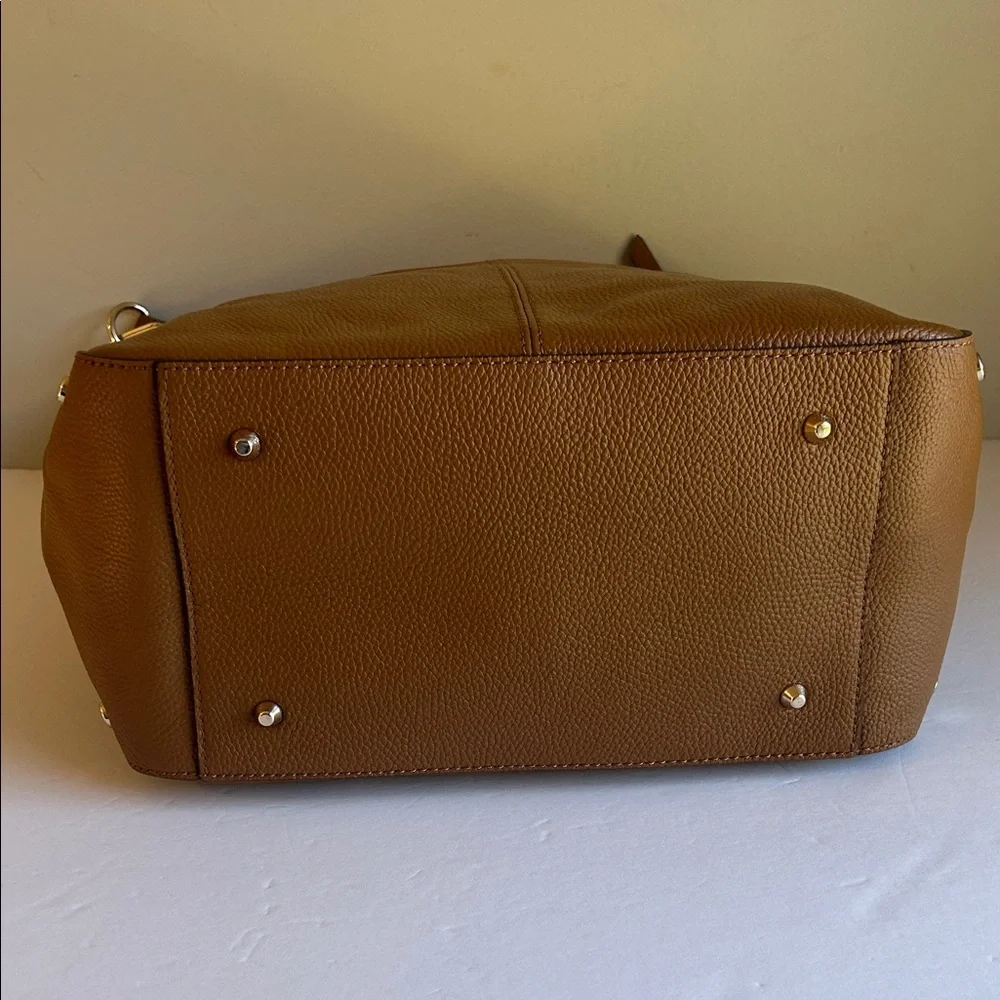 DKNY Carmel Brown Leather Studded Shoulder Bag